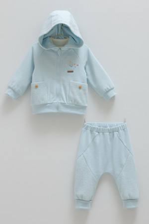 Ryze Çocuk COLOR WORLD KAPÜŞONLU FERMUARLI ÜÇLÜ ALT ÜST TAKIM - CARAMELL  - TKE1987 - Mavi - 9 - 12 Ay - TKE1987-Mavi-9 - 12 Ay Mavi - Image 1