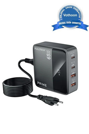Vothoon FC-55 65W Masaüstü 4 Portlu Hızlı Şarj Cihazı İstasyonu 2xUSB-A, 2xTYPE-C Giriş,1,5 mt. Kablo - Image 1