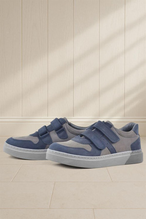 Rakerplus Hakiki Deri Lacivert Cırtlı Erkek Çocuk Sneaker - Image 1