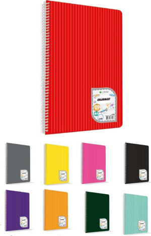 Uni Note A4 Colormaxi Spiralli Defter Plastik Kapak 60 Yaprak Çizgili 60/1 73013  (6 Lı Paket) - Image 1