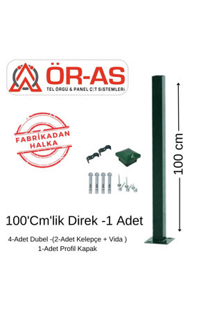 Ör-As Tel Örgü & Panel Çit Sistemleri Panel Çit Direği Aksesuarlı-(100-Cm) Yeşil Renk - Image 1