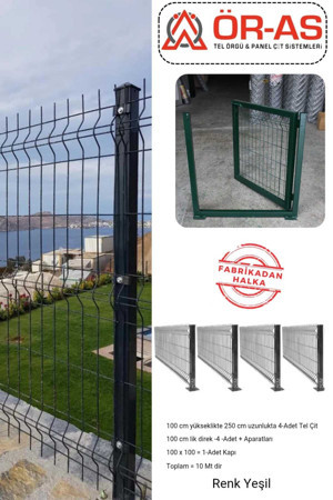 Ör-As Tel Örgü & Panel Çit Sistemleri Panel Çit Takım ( 100 Cm Yükseklik 10 Mt Uzunluk ) + ( 100 X 100 Kapı -) - Image 1