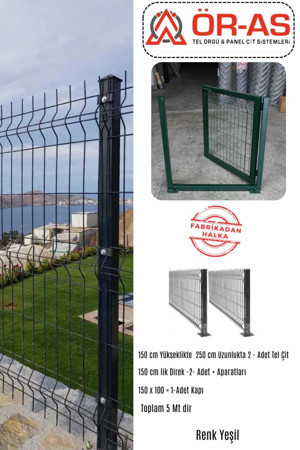 Ör-As Tel Örgü & Panel Çit Sistemleri Panel Çit Takım ( 150 Cm Yükseklik 5 Mt Uzunluk ) + ( 150 X 100 Kapı -) - Image 1