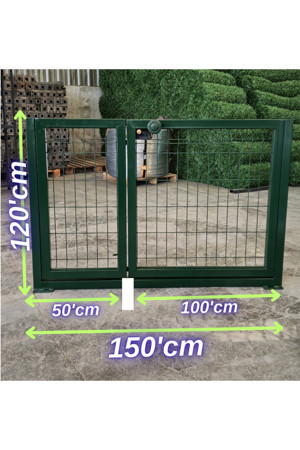Ör-As Tel Örgü & Panel Çit Sistemleri Bahçe Kapısı - Panel Çit Tel Kapısı -Çift- Kanatlı Kapı Yeşil-) -120Cm Yüksekliği X 150 Cm Uzunluk - Image 1