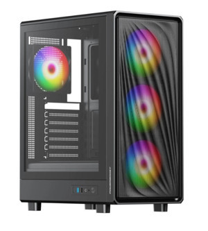 PowerBoost POWER BOOST PB-A5065B PANEL Full Tower E-ATX Black Mesh Front 600W PSU 80+ Bronze