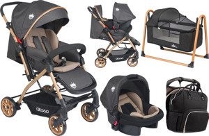 4 Baby Aqua Çift Yönlü Bebek Arabası Puset Çanta Beşik Fırsat Seti Antrasit - Image 1