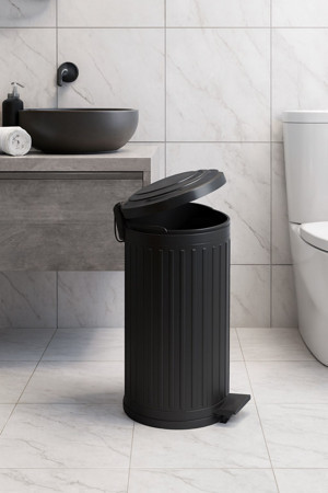 Begin Power Vintage 16 Lt Yavaş Kapanır Kapaklı Ofis Mutfak Banyo Balkon Çöp Kovası Siyah - Image 1
