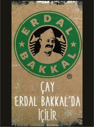 Komut Erdal Bakkal Çay Ahşap Retro Vintage Poster - Image 1