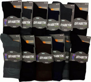 Staray Erkek Karışık Renk 12 Çift Bambu Diyabetik Çorap Çok Renkli 40-44 - Image 1