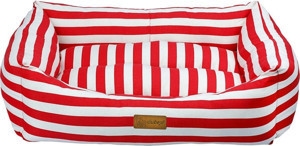 Dubex Makaron Serisi Kedi Köpek Yatağı Çizgili Kırmızı/Beyaz Small 60x50x19 cm - Image 1