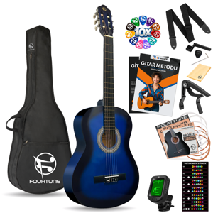 Fourtune Luca C-180BL Mavi Klasik Gitar Seti 4/4 Sap Ayarlı - Image 1