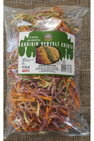 Burdur Hasat 500 gr Ev Yapımı Tagliatelle Kesim Karışık Sebzeli Erişte - Image 1