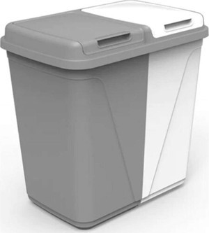 Kastamonu Plastik Bayev Violet Kirli Çamaşır Sepeti Soft Iki Bölmeli Duo Colormatik 45+45 Lt Violet Gri Beyaz - Image 1