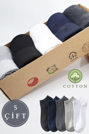Kral Socks Erkek Çorap Pamuklu Extra Konforlu Ve Yumuşak File Vedili 5 Çift Kutulu Çorap Seti - Image 1