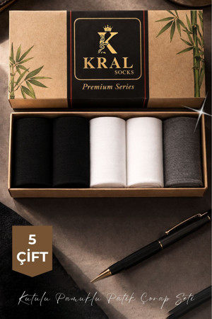 Kral Socks Erkek Çorap Pamuklu Extra Konforlu Ve Yumuşak File Vedili 5 Çift Kutulu Çorap Seti - Image 1