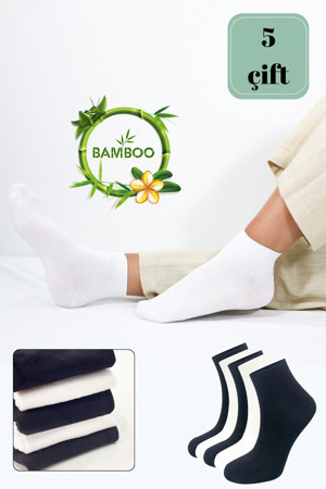 Kral Socks Kadın Kaliteli Bambu Patik Çorap (5 Adet) Dikişsiz Görünmez Parfümlü Kısa Model Çorap - Image 1