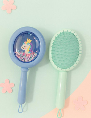 Kesene 1 Adet Unicorn Figürlü Renkli Boncuklu Kız Çocuk Saç Tarağı Fırçası Kolay Taranma Saçları Acıtmaz - Image 1