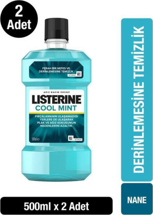 Listerine Cool Mint Ağız Bakım Suyu 500 ml X 2 - Image 1