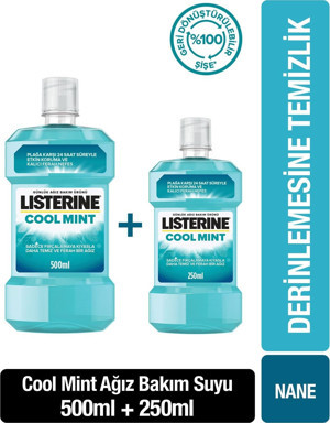 Listerine Cool Mint Ağız Bakım Suyu 500+250 ml - Image 1
