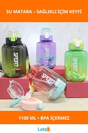 Letsii 1100 ml Pipetli Su Matarası BPA İçermeyen Sağlıklı Aktif Yaşam İçin - Image 1