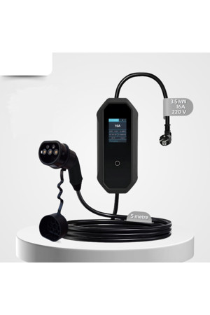 Coswatt Taşınabilir Elektrikli Araç Şarj Cihazı 16A 3,5Kw Monofaze Schuko Fiş 5M (Türkçe Menü) - Image 1