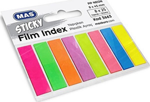 Mas Marka: 3663 Film Index 8Mm X 45Mm 8X25 Sayfa Pp 8 Renk Kategori: Fotokopi Ve Baskı Kağıtları - Image 1