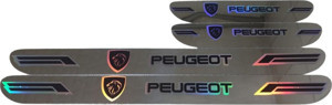 Autowise Peugeot Hologram Logolu Araca Özel Marka Logolu Aynalı Kapı Eşiği Koruyucu Yapıştırma 4'Lü Set - Image 1