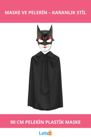 Letsii Batman Maskesi ve Catwoman Pelerini Siyah 90 cm Kostüm - Image 1