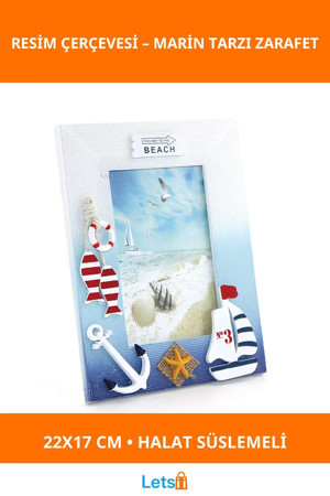 Letsii Ahşap Marin Resim Çerçevesi Su Geçirmez Dekoratif 22x17 cm - Image 1