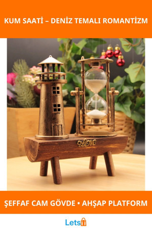 Letsii Deniz Temalı Nostaljik Dekoratif Kum Saati Deniz Feneri Biblolu Masa Süsü - Image 1