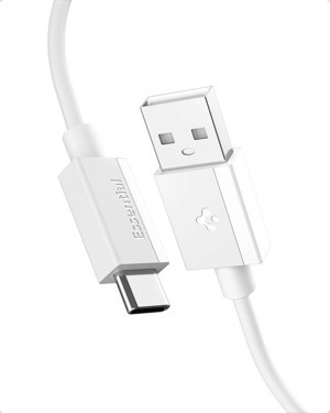 Spigen USB-A to USB-C 1 Metre Kablo 60W Güç / Hızlı Şarj / 480 Mbps Data Aktarım Hızı Type-C Ekstra Dayanıklı White - Image 1