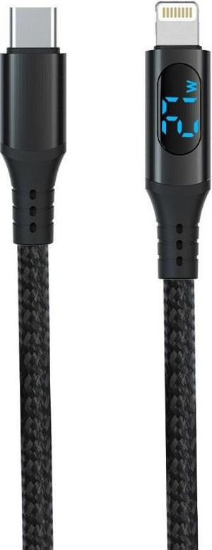Apera Cr17 i-Phone İle Uyumlu PD27W Hızlı Şarj Kablosu Asla Kopmaz Örgü Kablo LED Ekranlı Type-C'den Lighting Kablo 1 Metre - Image 1