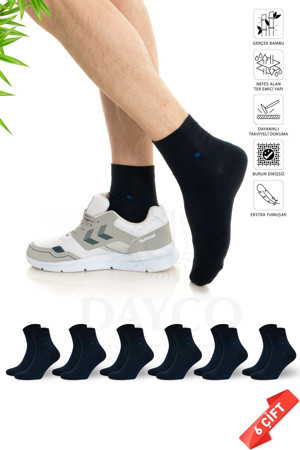 Dayco Premium Kışlık Lacivert Renk Dikişsiz Erkek Bambu Yarım Konç Çorap 6Lı Set - Image 1