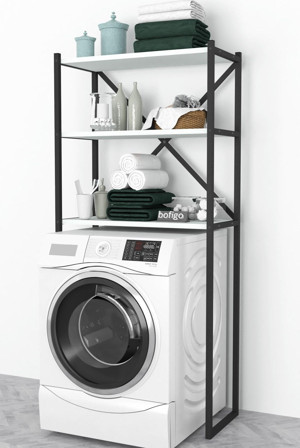 Bofigo 3 Raflı Metal Banyo Düzenleyici Metal Banyo Rafı Çamaşır Makinesı Üstü Beyaz - Image 1