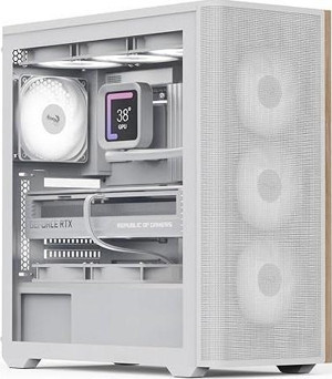 Aerocool Ae D501A Wh 4X12Cm Fanlı Ahşap Ön Panel Tempered Cam Yan Ve Mesh Ön Panel, Usb Type-C,Atx Boş Bilgisayar Kasası - Image 1