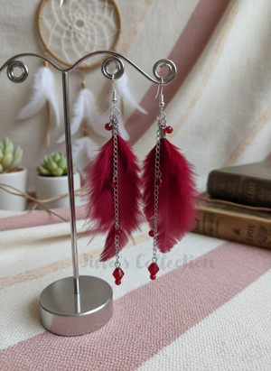 Özel Tasarım Kuş Tüyü Sallantılı Küpe. Modern Boho Vintage stil - Image 1