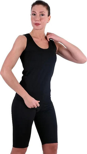 en ENSTYLE FASHION BOUTIQUE Termal Sauna Agraflı Şort Atlet Takım Siyah - Image 1