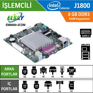 Intel Merpa Elsky EM6800-2COM Intel Celeron J1800 Fansız Endüstriyel