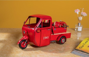 Vintage Metal Retro Klasik 3 Tekerlekli İtfaiye Arabası-31cm. - Image 1