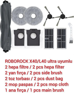Lin Grup Dreame X40 / L40 Robot Süpürge Uyumlu Yedek Parça Seti - Image 1