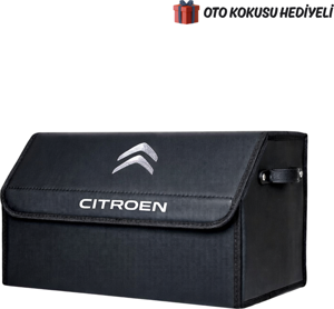 Citroen Marka Logolu Oto Bagaj Organizer Çanta Oto Bagaj Çantası 2 Bölmeli Suni Deri - Image 1