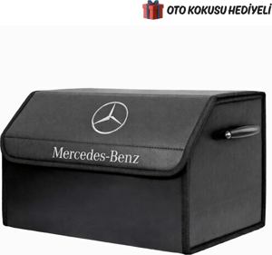 Mercedes-Benz Marka Logolu Oto Bagaj Organizer Çanta Oto Bagaj Çantası 2 Bölmeli Suni Deri - Image 1