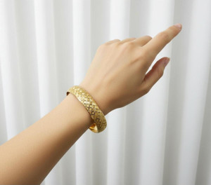 Kuyumcu Nurettin 10 gr (GRAM) Kalemli Kare Desenli Şarnel Bilezik 22 Ayar Altın Yatırımlık İşçiliksiz