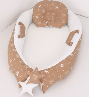 Umay Bebek Babynest, Bebek Uyku Yatağı 0-2 Yaş - Kahve Kedi Desen - Image 1