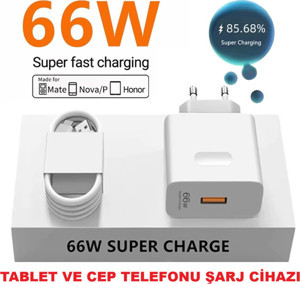 Huawei Honor Mate Nova/P Supercharge 66w + Type C 100 cm Kablo 6A Cep Telefonu Ve Tablet Şarj Cihazı - Image 1