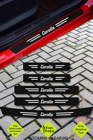 Kocamın Tasarımı Toyota Corolla Araç Kapı ve Bagaj Eşiği İçin Çizilmeye Dayanıklı Karbon Folyo Corolla Yazılı Koruma Seti - Image 1