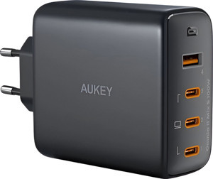 AUKEY 100W 4 Çıkışlı PD GaN Şarj Aleti Başlığı Siyah 3xType-C / 1xUsbA PA-B7S-WH - Image 1