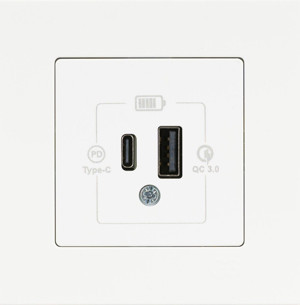 Gunsan Eqona Beyaz Şarj Prizi 20W QC3.0 PD Type-C + USB Çift Çıkışlı - Image 1