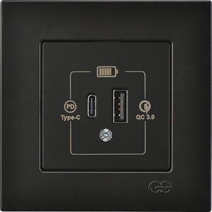 Günsan Eqona Metalik Siyah Şarj Prizi 20W QC3.0 PD Type-C + USB Çift Çıkışlı - Image 1