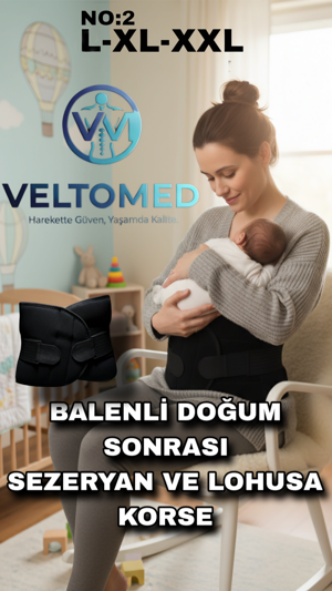 Veltomed Hamile, Sezeryan ve Lohusa Doğum sonrası karın ve bel toparlama için konforlu korse no2 L/XL/XXL - Image 1